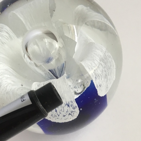 Vintage Art Glass Embedded Flower Paperweight - Picture 8 of 9